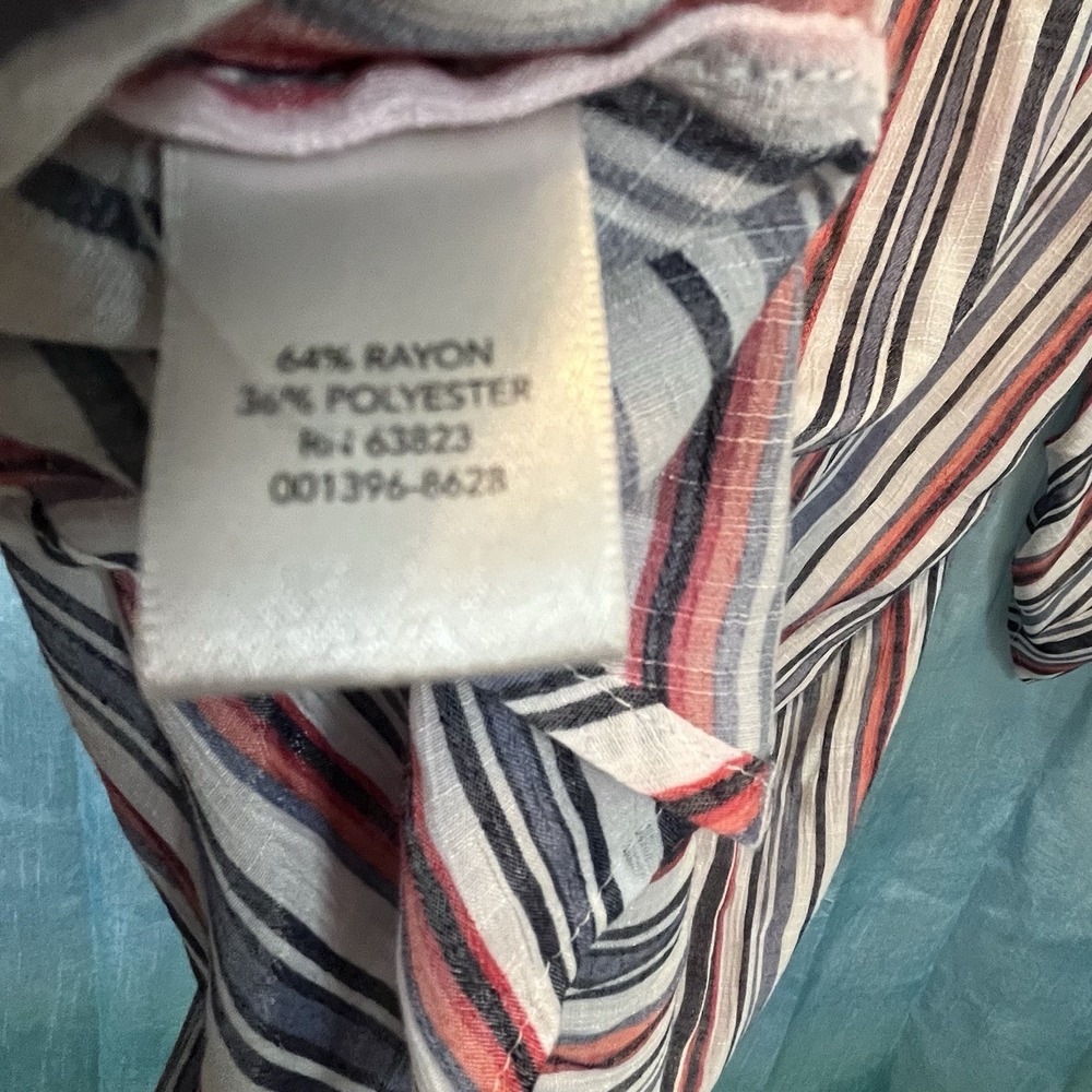Women's CJ‎ Banks red-white-blue Striped 3/4 Sleeve Veck Button Tunic Top 1X - Picture 5 of 6